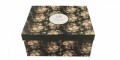 Set 2 cesti cu farfurie Warda, Duo, 200 ml, portelan, negru