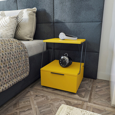 Noptiera, Kalune Design, Tekoba, 42x52x41 cm, Galben 42x52x41 imagine 2022