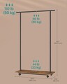 Suport mobil pentru umerase Wide, Songmics, 98.5x35x160.3 cm, max 50 kg, PAL/otel, maro/negru