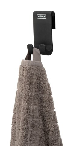 Suport cu agatatoare pentru dus, wenko, verna duo, 5 x 9.5 x 4.5 cm, silicon, negru