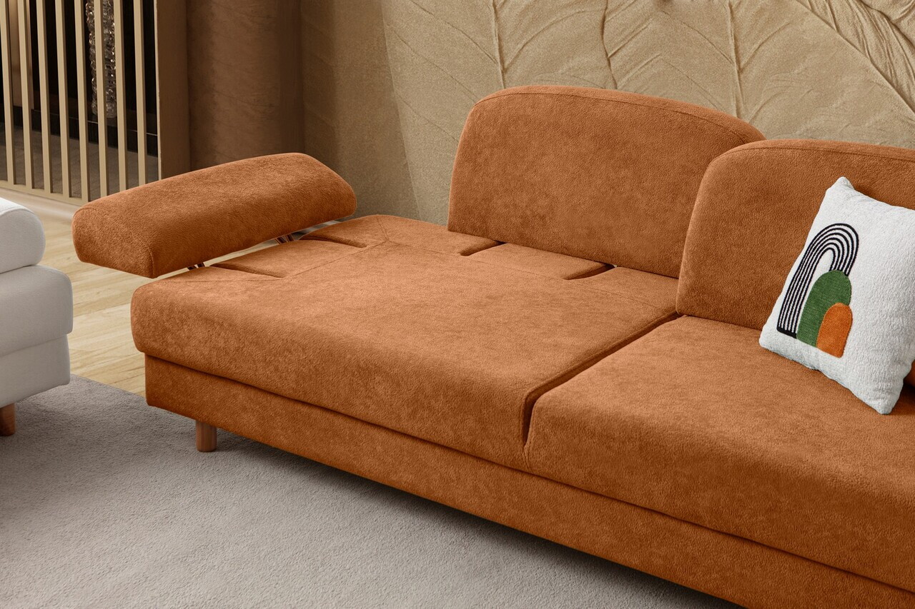Canapea extensibila 3 locuri, Atelier del Sofa, 752EST1169, Portocaliu — imaginea 4