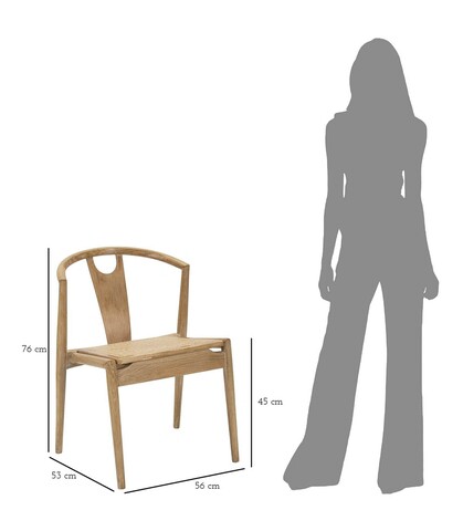 Set 2 scaune, Japan -B, Mauro Ferretti, 56 x 53 x 76 cm, lemn de frasin/ratan, maro