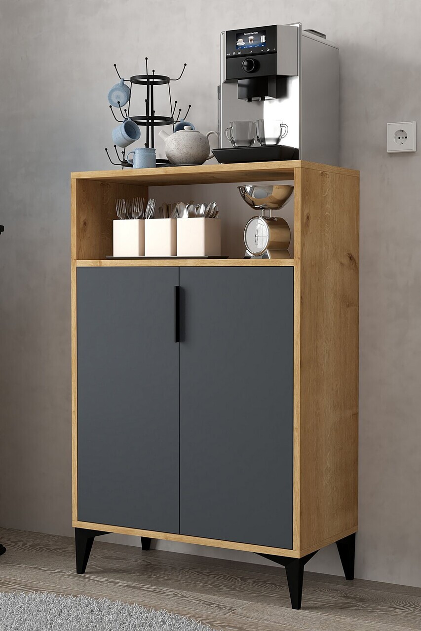 Dulap multifunctional, Hanah Home, Ada 1204, 72x114x36.5 cm, PAL, Stejar safir / Antracit — imaginea 3