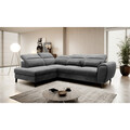 Coltar extensibil stanga 4 locuri ELTAP, LT-06LO, Noble, 255x201x100 cm, lemn/poliester, gri inchis