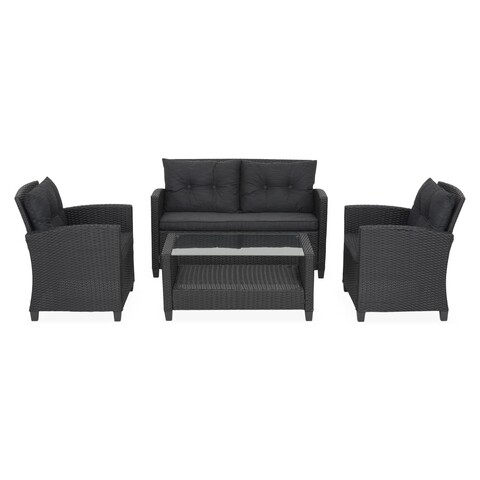 Set mobilier pentru gradina, Touloh, 4 piese, negru Gradina