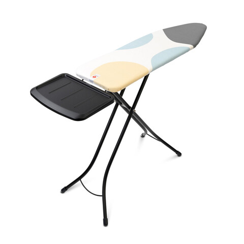 Masa de calcat, Brabantia B, Spring Bubbles, 124x38 cm, 7 pozitii de reglare, cu suport statie de calcat, otel/bumbac