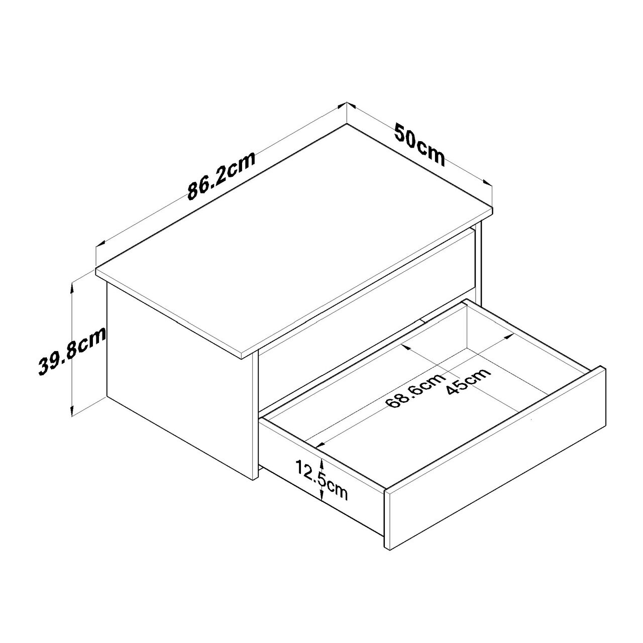 Dulapior, Hanah Home, BA139, 86.2x39.8x50 cm, PAL melaminat, Alb - view 10