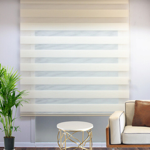 Jaluzea rulou zebra / roleta textila, Stor Pliseli Day & Night, 180x260 cm, poliester, crem