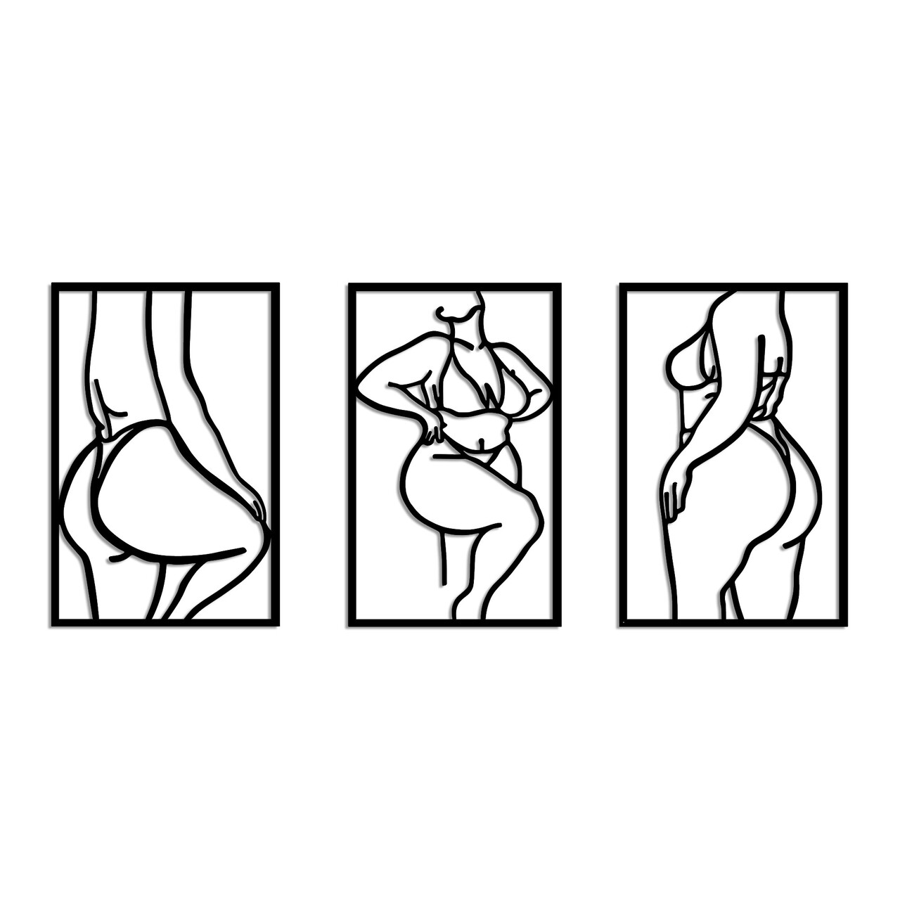 Decoratiune de perete, Body Positive Line, Dimensiune: 47 x 70 cm (2 bucăți), Negru - view 5