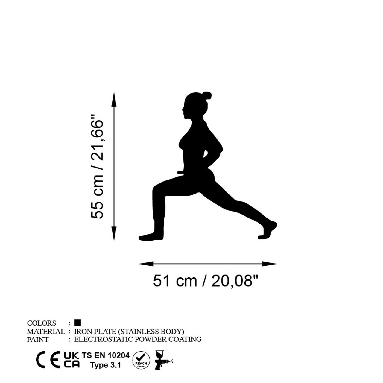 Decoratiune de perete, Yoga 4, Dimensiuni: 51 x 55 cm, Negru — imaginea 6