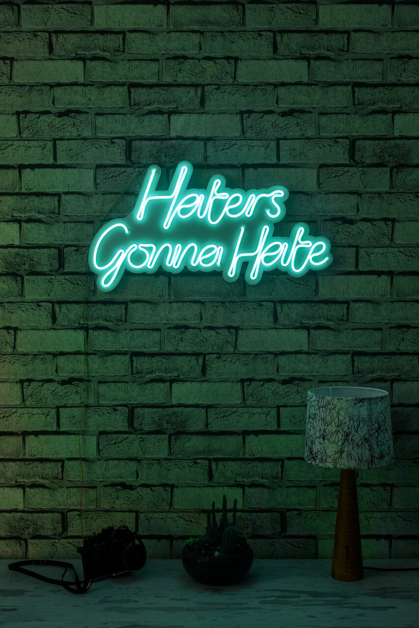 Decoratiune luminoasa LED, Haters Gonna Hate, Benzi flexibile de neon, DC 12 V, Albastru - 1 | YEO
