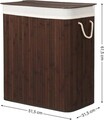 Cos de rufe, Songmics, 51.5 x 31.5 x 61.5 cm, 100 L, 2 compartimente, bambus, maro