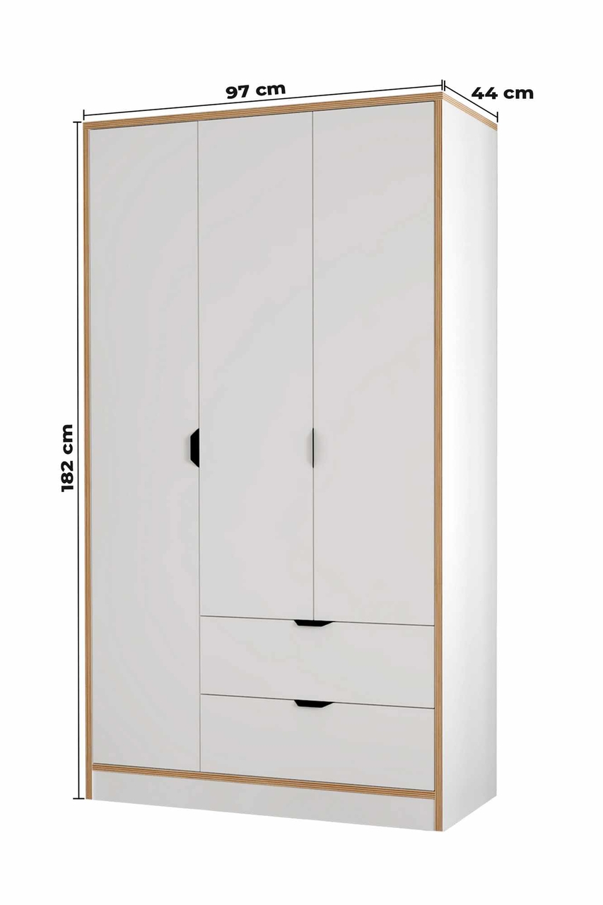Dulap pentru haine, Hanah Home, Arden 3, 97x182x44 cm, Alb - view 10