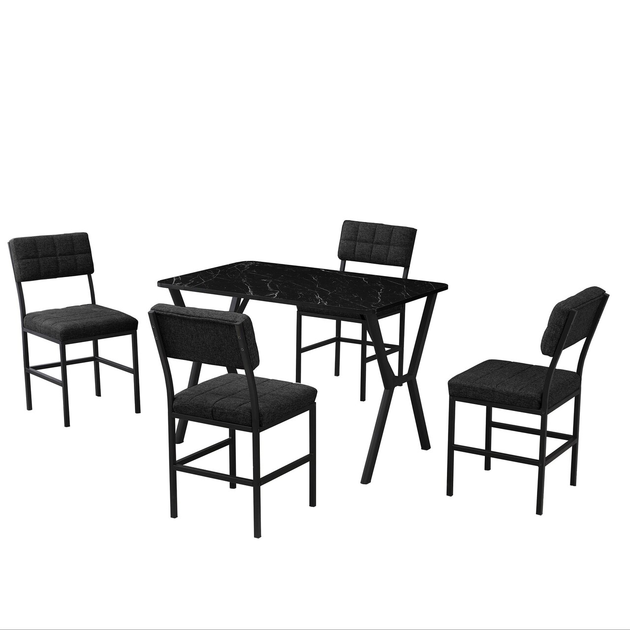 Set masa extensibila si scaune, Hanah Home, Dubai, Antracit / Negru - view 4