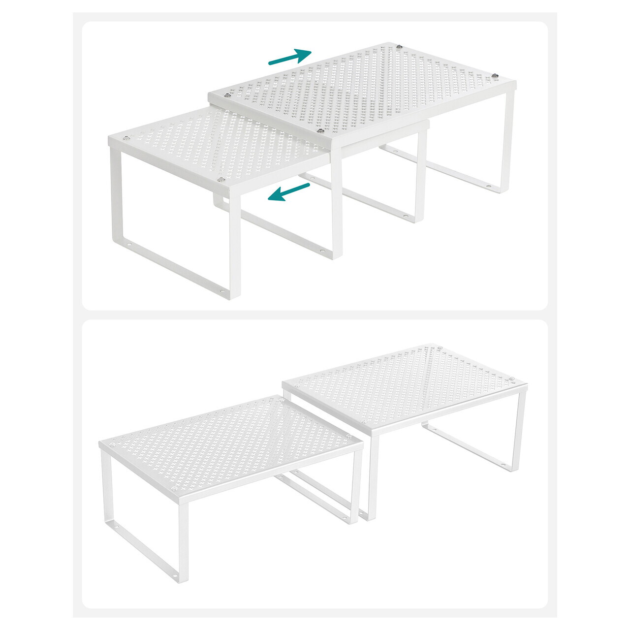 Set 4 organizatoare dulap bucatarie, Songmics, 32x22.9x15.4 cm, metal, alb/argintiu - imagine 7