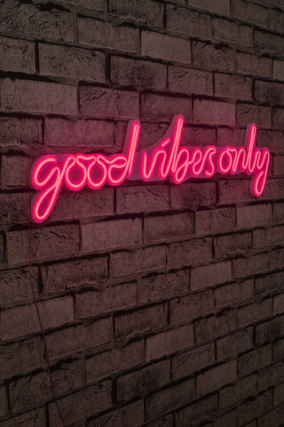 Decoratiune luminoasa led, good vibes only, benzi flexibile de neon, dc 12 v, roz