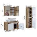 Set Dulap de Baie cu Chiuvetă și Oglindă (3 Piese), Hanah Home, 1757, MDF-LAM, Pin Atlantic / Alb Mat