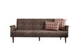 Canapea extensibila cu 3 locuri, Balcab Home, 825BLC2676, Lemn / Metal, Maro