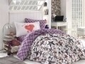 Lenjerie de pat pentru o persoana, 3 piese, 100% bumbac poplin, Hobby, Carmen Lilac, multicolora