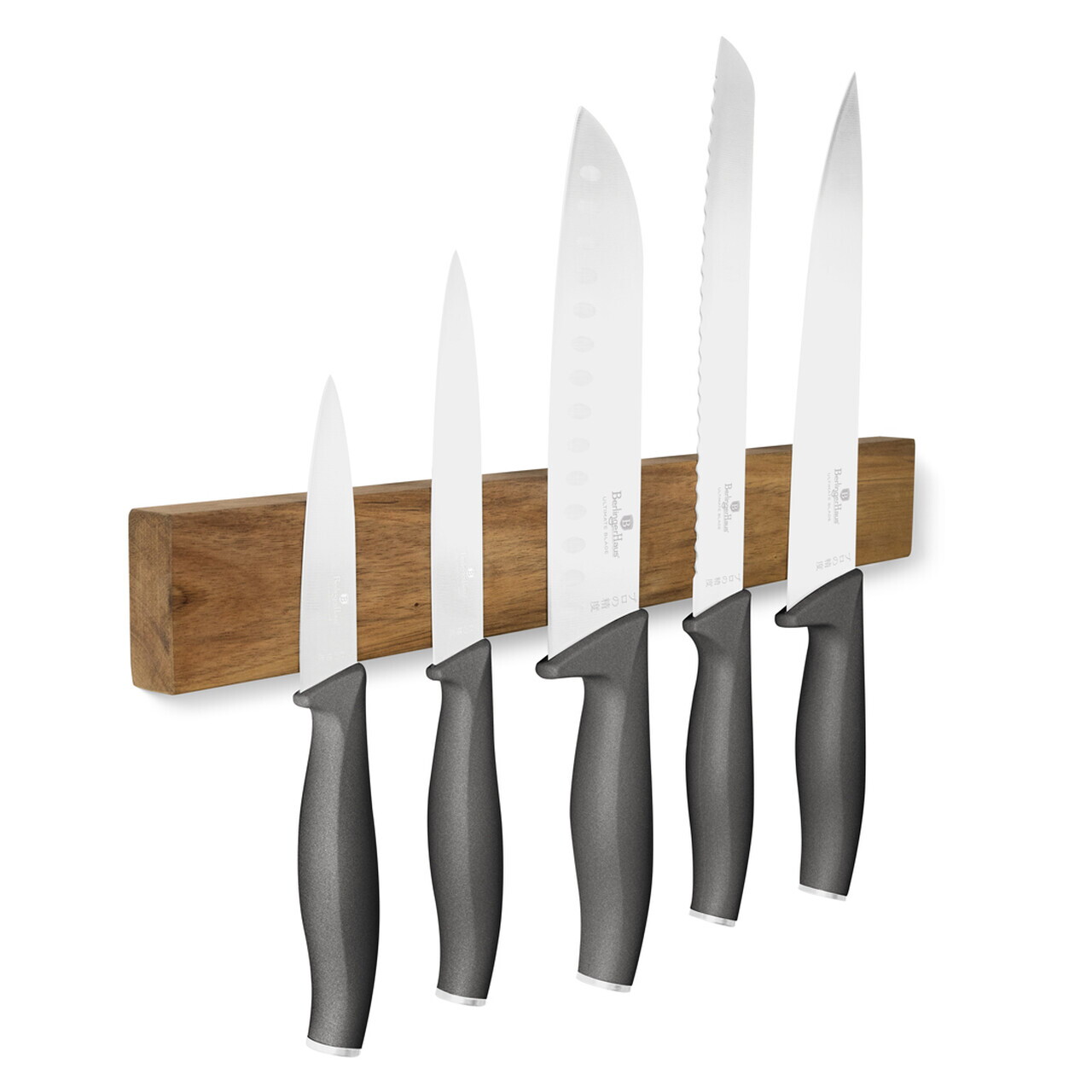 Set 5 cutite cu suport magnetic Berlinger Haus, Anthracite, inox/lemn, antracit mat/natur - imagine 4