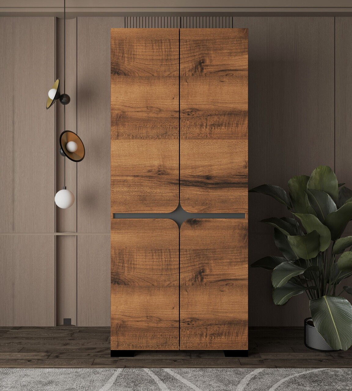 Dulap pentru haine Hanah Home Floransa Star 90 90x210x52 cm PAL MELAMINAT Maro