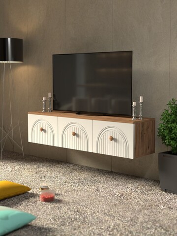 Comoda TV, Hanah Home, Lunera 135, 135x32x35 cm, PAL, Pin Atlantic / Alb