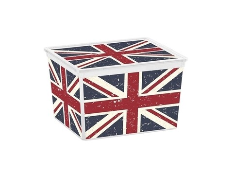 Cutie depozitare cu capac, KIS C-Box Union Jack Cube, 27 L, plastic KIS