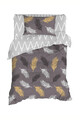 Lenjerie de pat pentru o persoana, Olivia - Gold, Grey, Eponj Home, Bumbac Ranforce