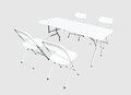 Set masa cu scaune pliabile Heinner, 180x70x74 cm/50x44x80 cm, otel/HDPE plastic, alb