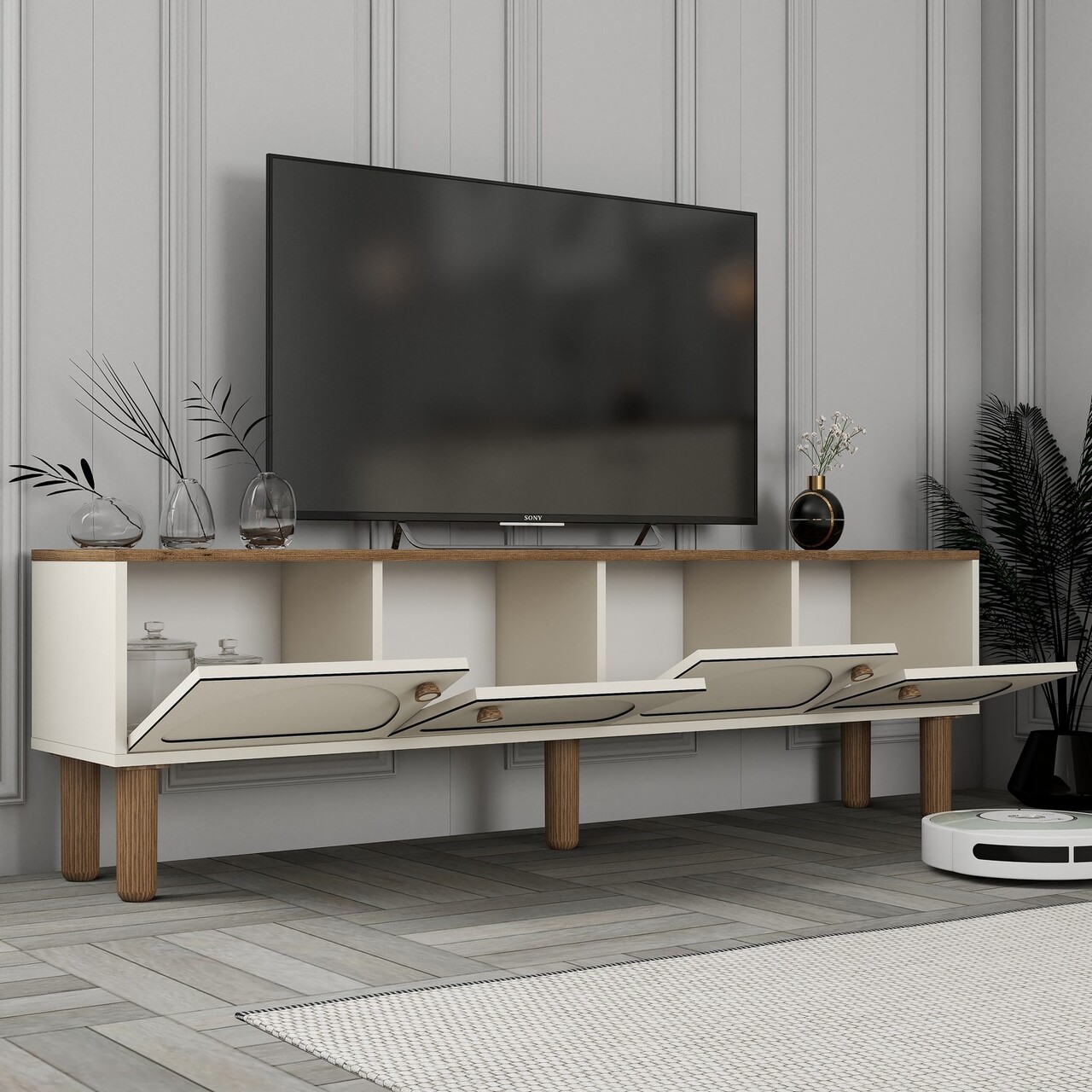 Set mobilier living, Hanah Home, Bohem 855, Crem - imagine 2