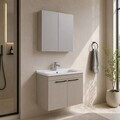 Set Dulap de Baie cu Chiuvetă și Oglindă (2 Piese), Hanah Home, Snap 80, Latte