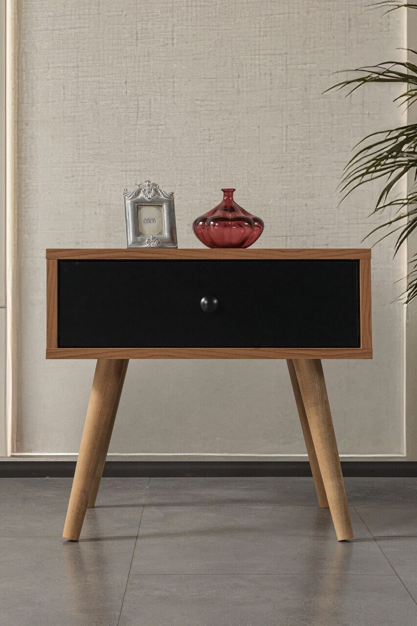 Noptiera Hanah Home Vita 5106 55x49x55 cm PAL Nuc / Negru