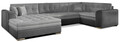 Coltar extensibil stanga 5 locuri ELTAP, Damario, 338x189x78 cm, lemn/poliester, gri deschis/gri inchis