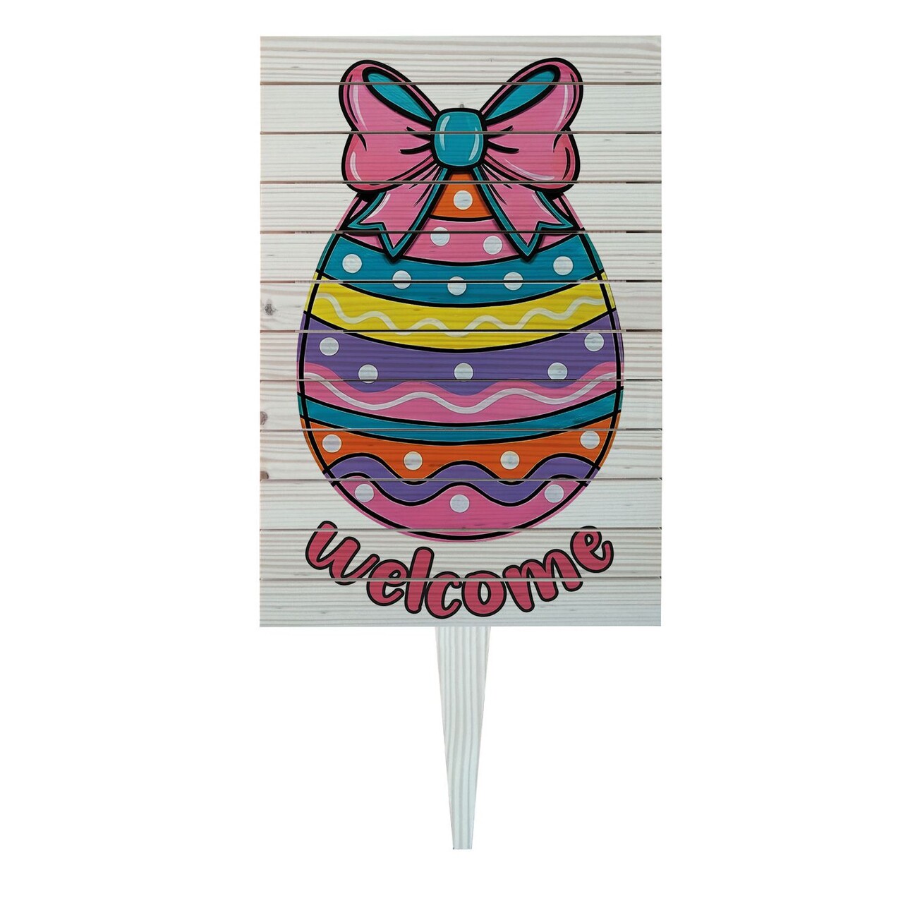 Semn de curte, Easter Welcome Egg, 38x58 cm, Multicolor - imagine 3