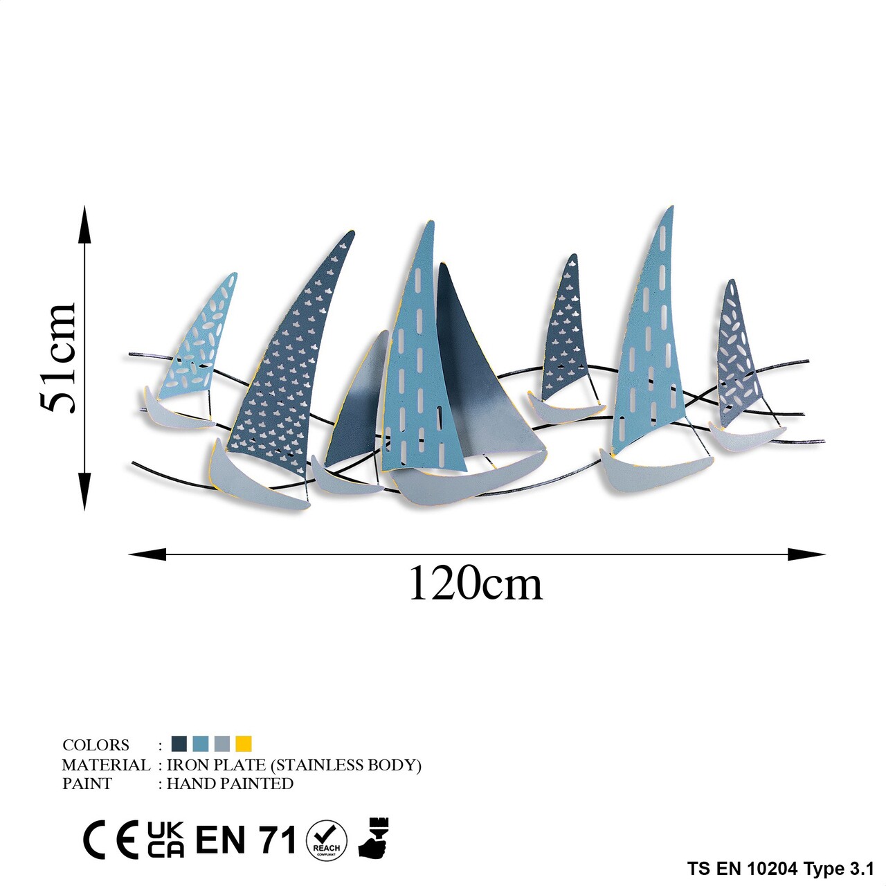 Decoratiune de perete, Uskuna 3, Metal, Dimensiune: 120 x 51 cm, Multicolor