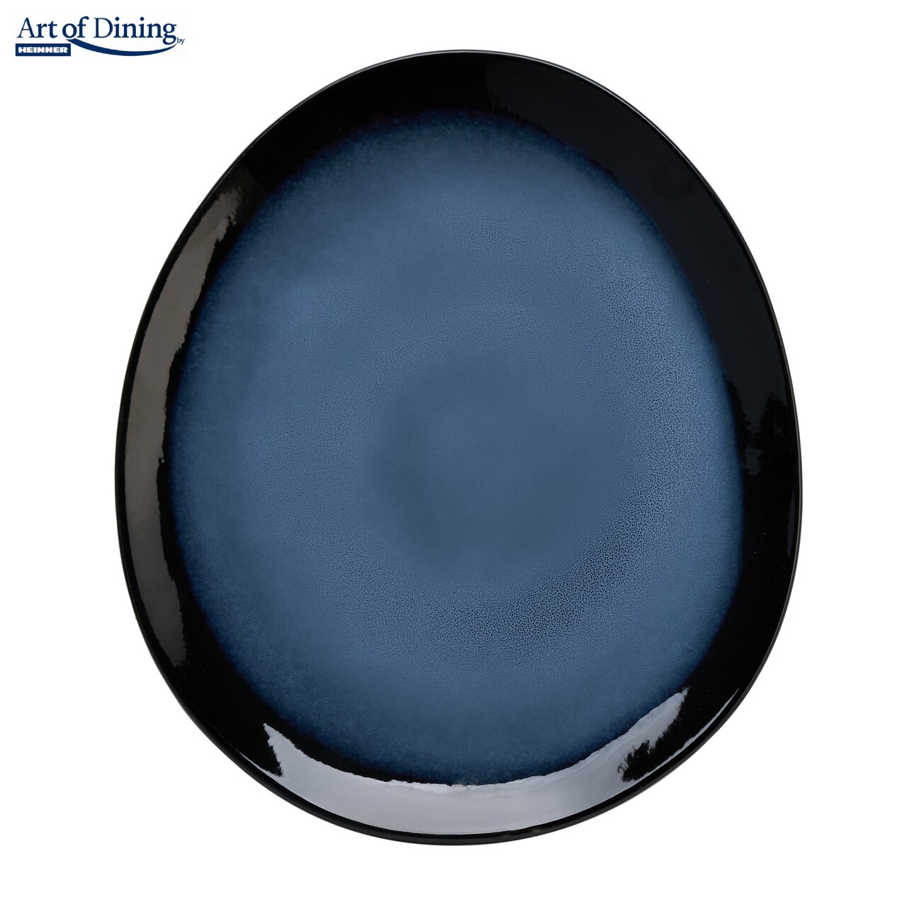 Set 4 farfurii ovale Serenity, Heinner Ø28 cm, ceramica, albastru/negru