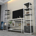 Comoda TV, Retricy, Robbins, 198x39x160 cm, PAL, Alb / Antracit