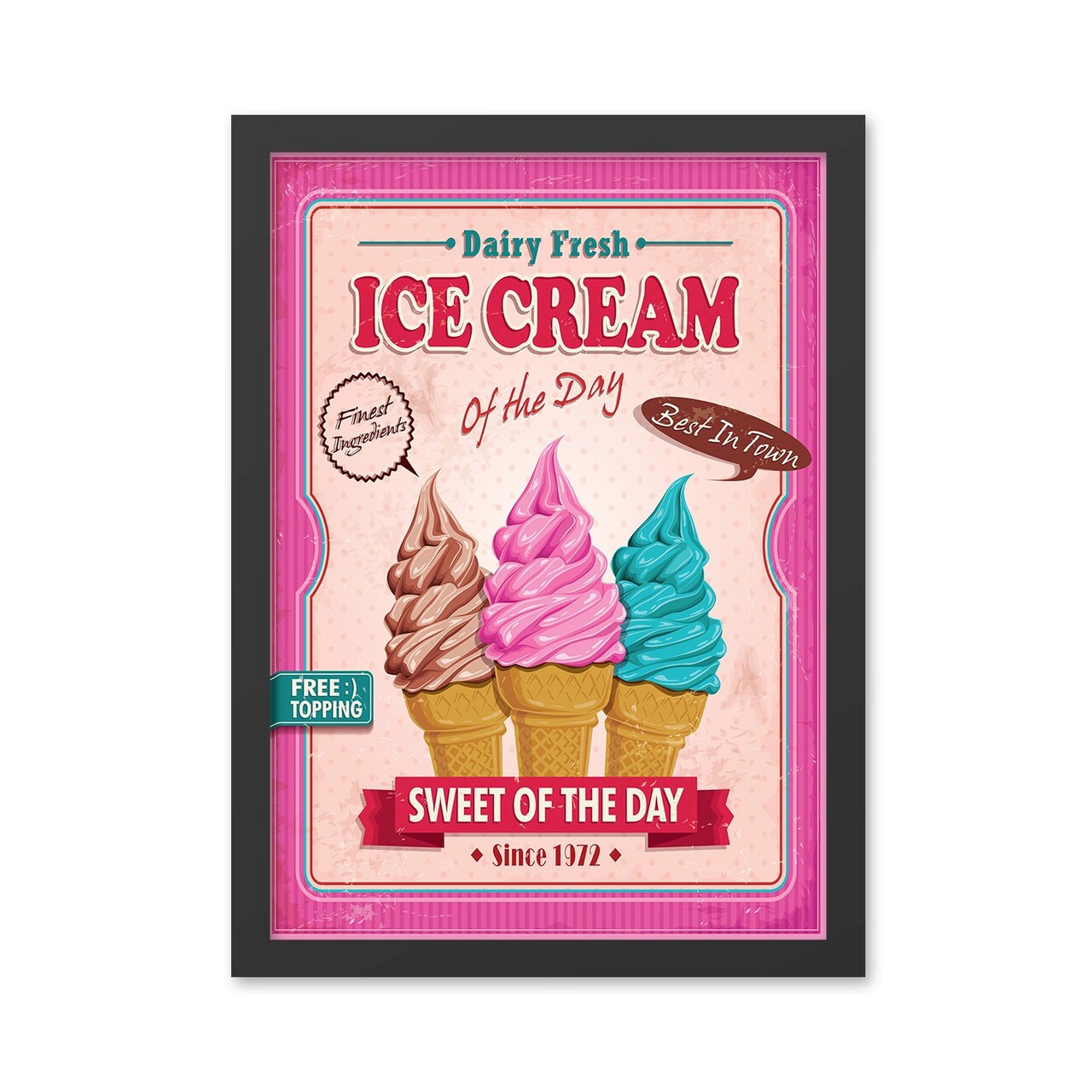 Tablou decorativ, Ice Cream (40 x 55), MDF , Polistiren, Multicolor - 1 | YEO