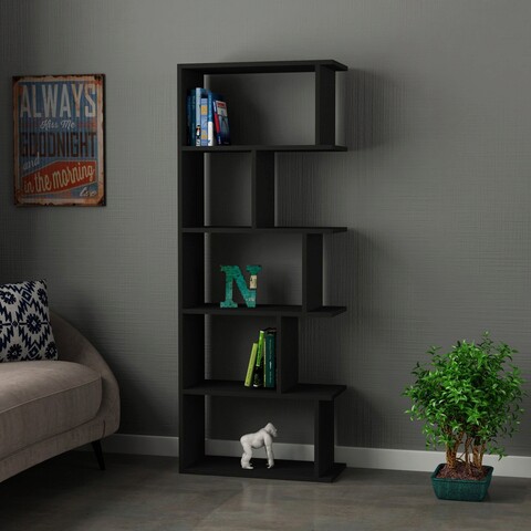 Corp biblioteca, decortie, tapi, 62x161x28 cm, antracit