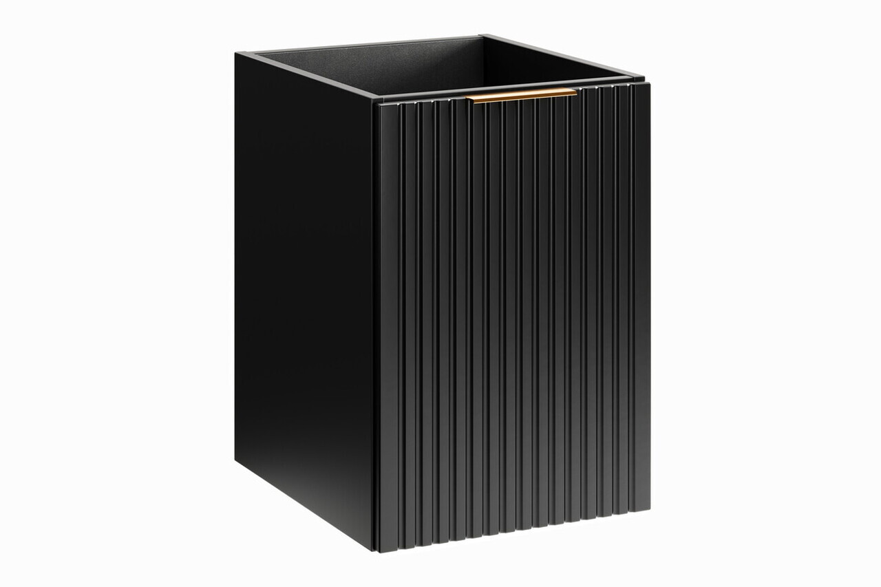 Set mobilier baie, dulap, cos de rufe integrat si lavoar, 140 cm , Adel Black, Comad, MDF/PAL laminat, negru mat/stejar wotan — imaginea 6