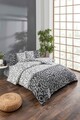Lenjerie de pat dubla, Doodle - Black, Tabu Home, 65% bumbac/35% poliester