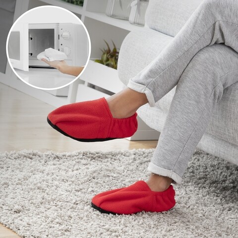 Papuci cu incalzire la microunde InnovaGoods Red, marime universala, poliester, rosu InnovaGoods