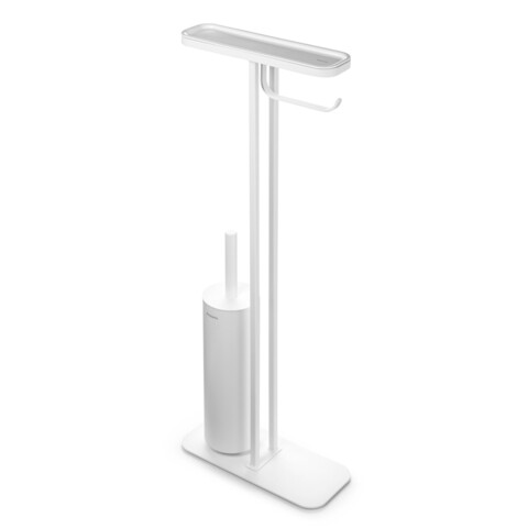 Suport hartie igienica si perie toaleta, Brabantia, MindSet, 29x12.5x75.5 cm, otel, Alb