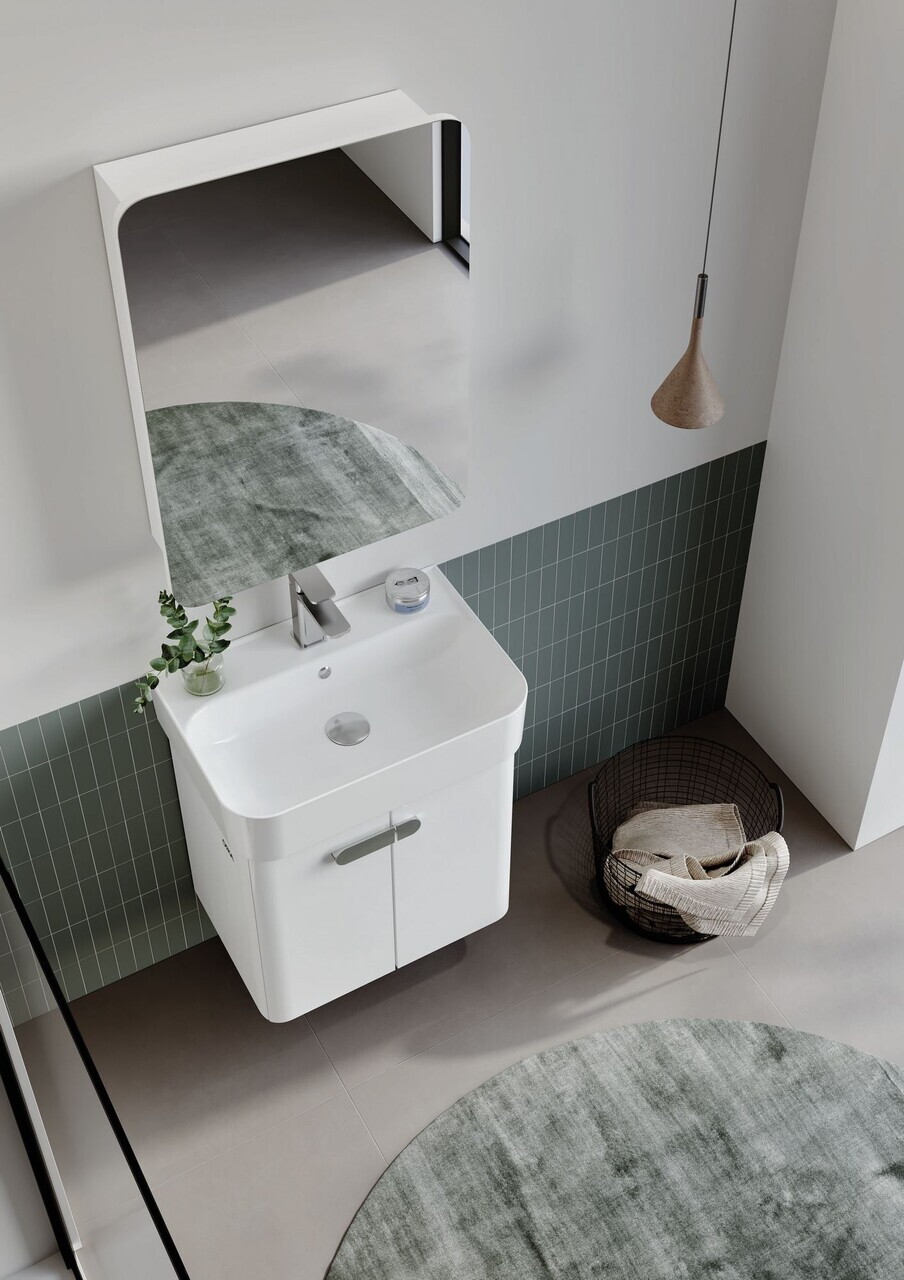 Set Dulap de Baie cu Chiuvetă și Oglindă (2 Piese), Hanah Home, Orbit 55, Alb — imaginea 4
