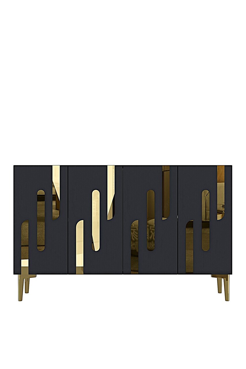 Consola, Hanah Home, Ece 120, 120x75x32 cm, Antracit / Aur — imaginea 4