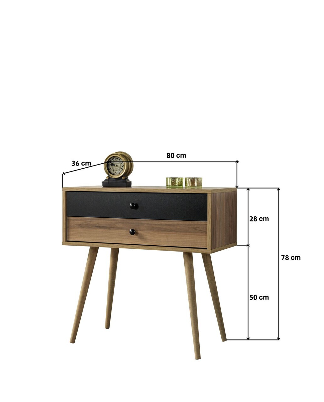 Dulap, Hanah Home, Vita 5206, 80x78x36 cm, PAL, Nuc / Negru — imaginea 6