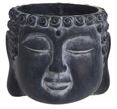 Ghiveci buddha, 16x16x12.5 cm, ciment, negru