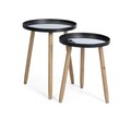 Set 2 masute de cafea Edvard, Bizzotto, 35.5x44 cm/40x51 cm, lemn de cauciuc/otel, blat din oglinda, negru