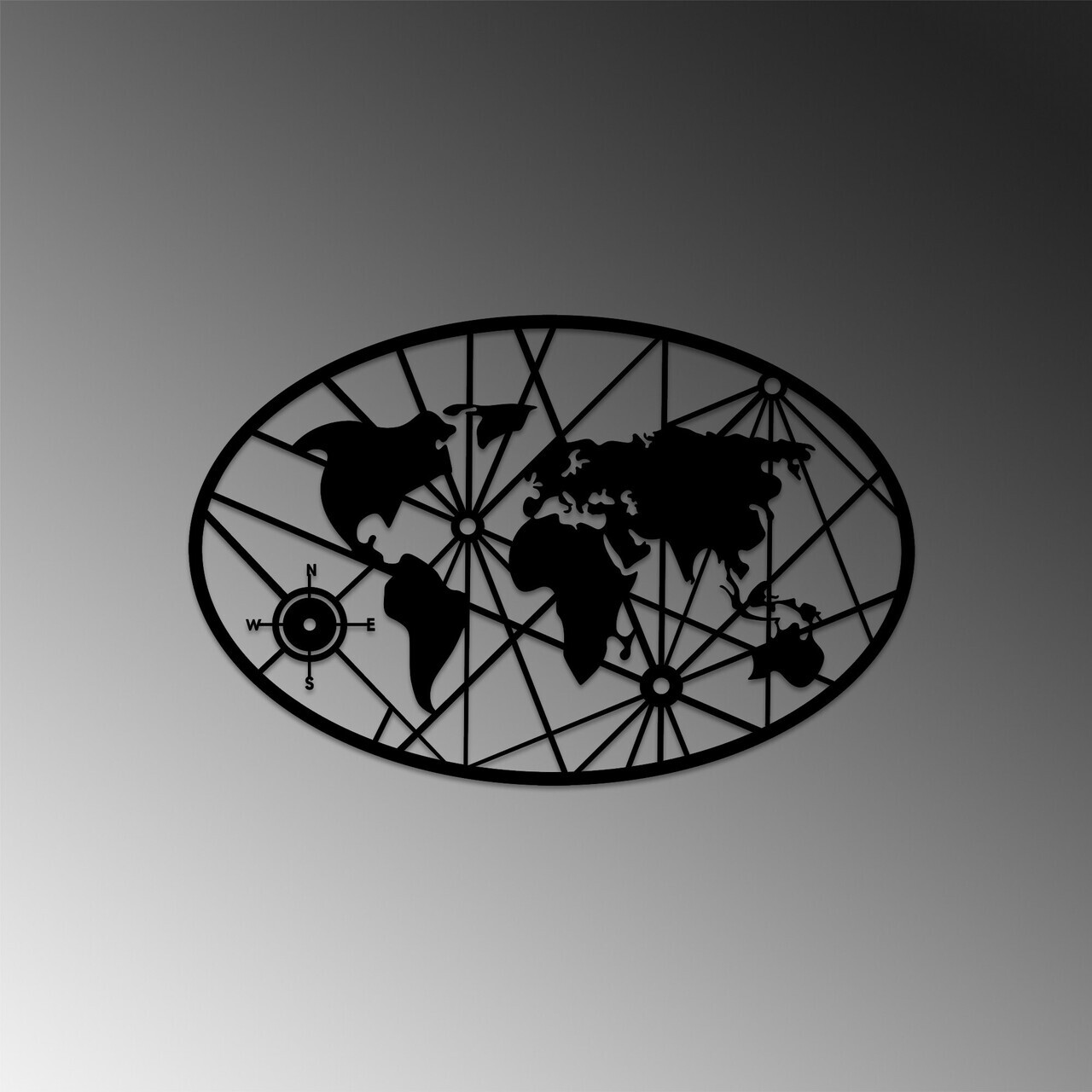 Decoratiune de perete, World Map 8-L v2, Dimensiuni: 60 x 92 cm, Negru — imaginea 4