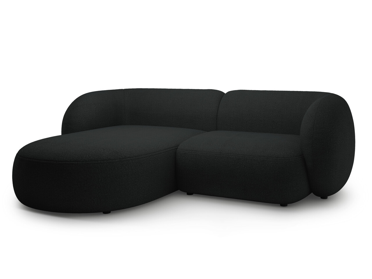 Coltar stanga 2 locuri, Kate, Micadoni, 255x176x76 cm, tesatura boucle, negru - 2 | YEO
